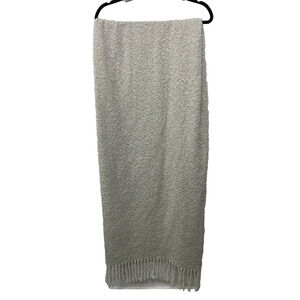 American Eagle Knit Blanket Scarf Wrap Beige Oversize Snuggle Fringe Cottagecore